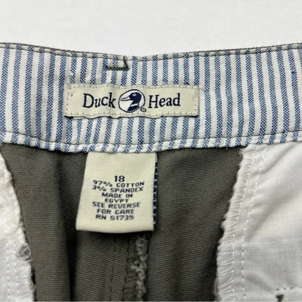 Duck Head‎ Stretch Twill Pant Womens Size 18 Green Pockets Preppy NEW